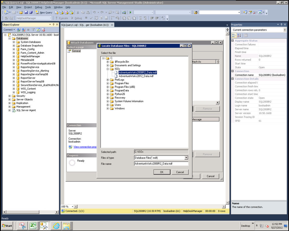 Specifying the database location