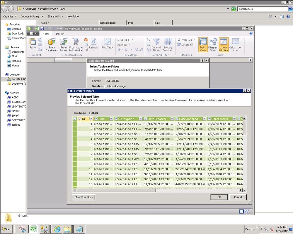 Previewing the data to be imported