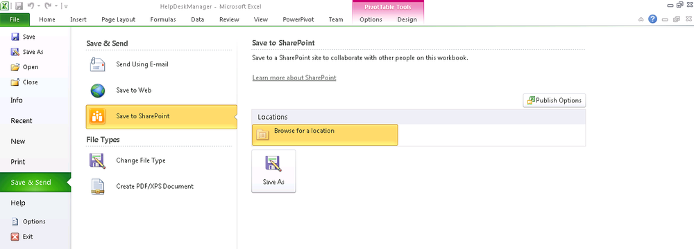 Excel Backstage saving to SharePoint