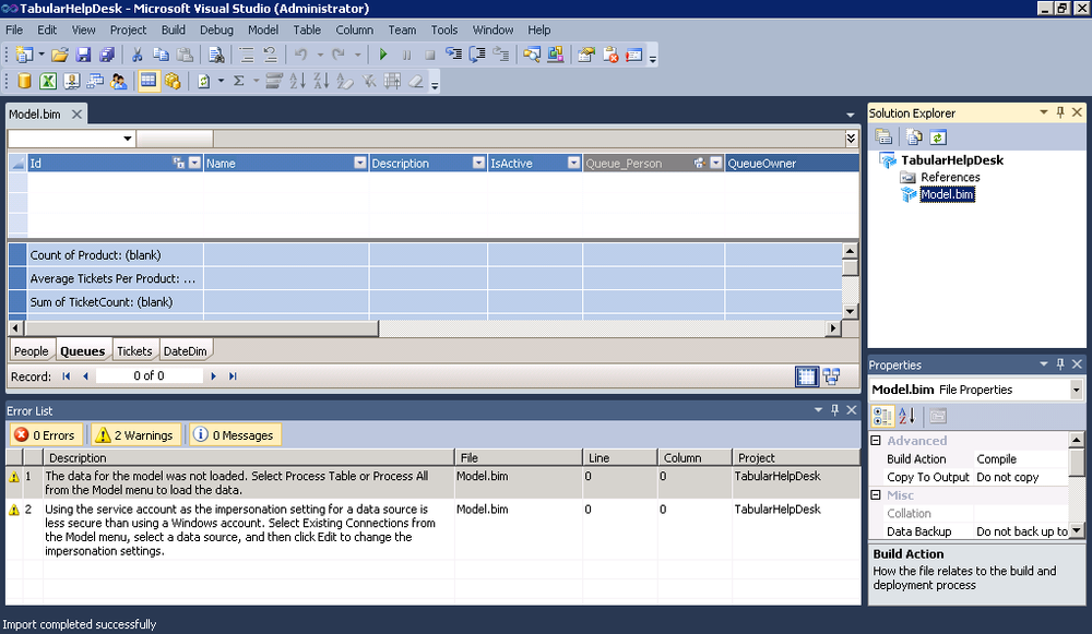 BISM model in Visual Studio