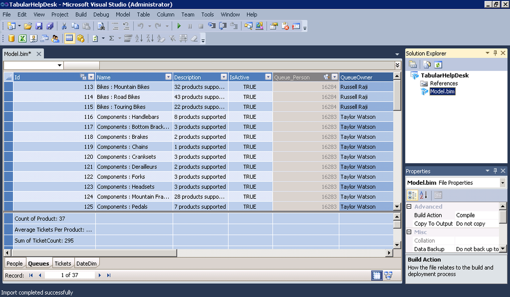 Data in Visual Studio