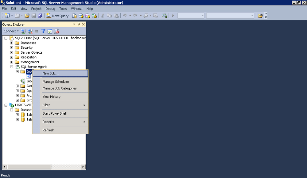 Select New Job in SQL Management Studio