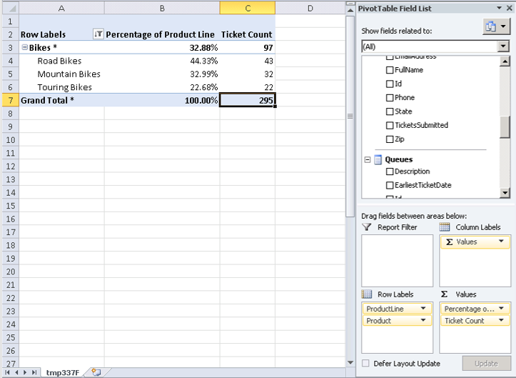 Visual totals on filtered product like percentages