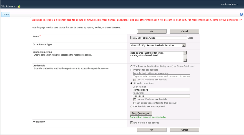 Configuring report data source