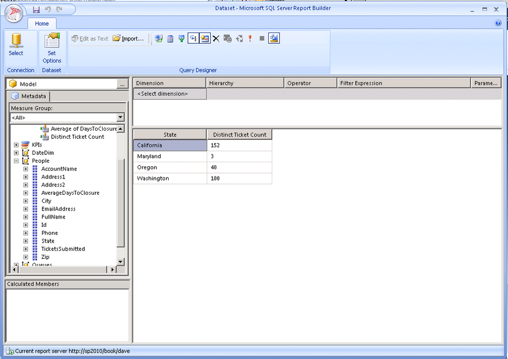 Creating a new query for Distinct Ticket Count by State