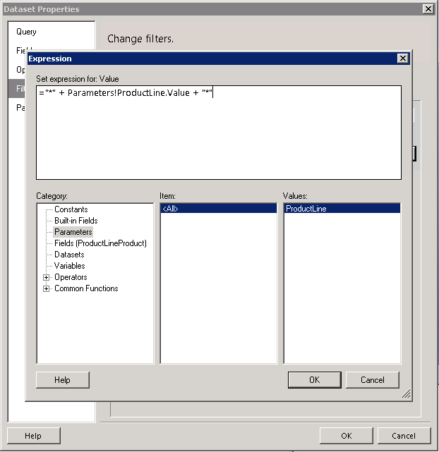 Dataset filter expression editor