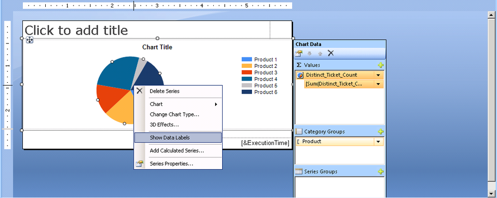 Formatting the chart with context menu properties