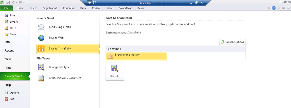 Saving Excel File to SharePoint