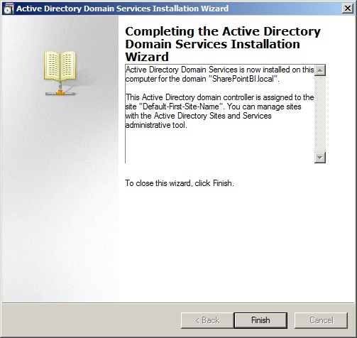 Active Directory Domain Services configuration finalization