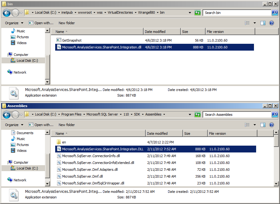 Validating the installation in the bin and Assemblies folders