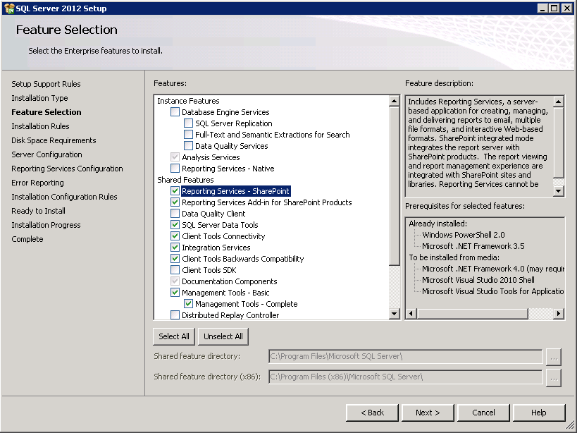 Adding features to PowerPivot instance for Reporting Services