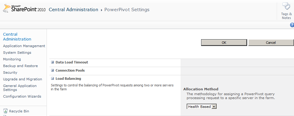 Load balancing settings