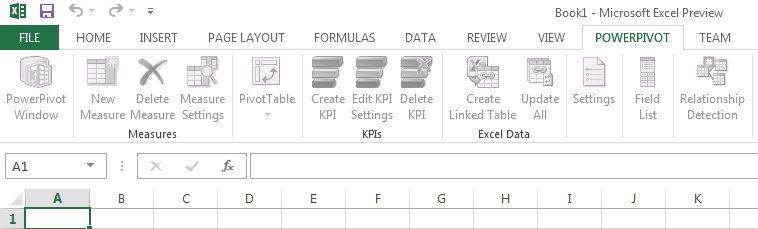 PowerPivot ribbon settings