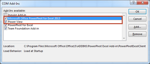 Enabling the PowerPivot and Power View Add-ins