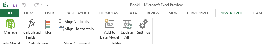 Double PowerPivot tabs in the Excel ribbon