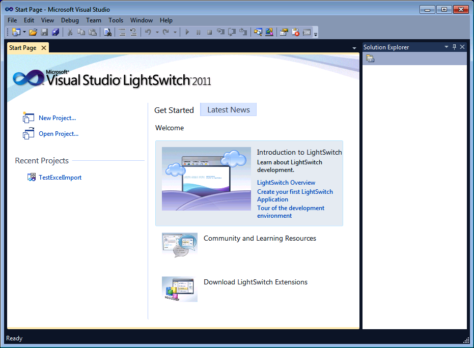 Main Screen for Visual Studio LightSwitch 2011