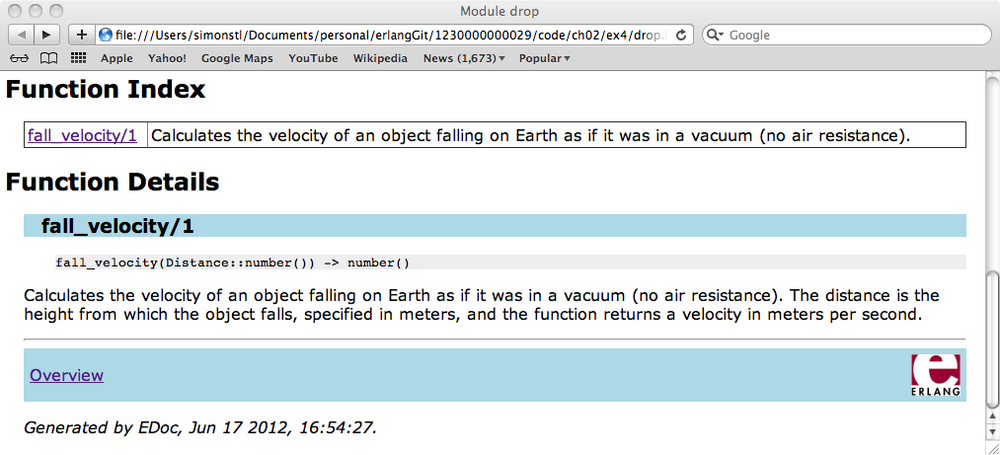 EDoc documentation with type information