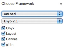 jsFiddle framework settings