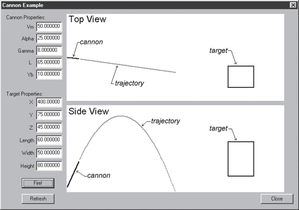 Cannon sample program main window