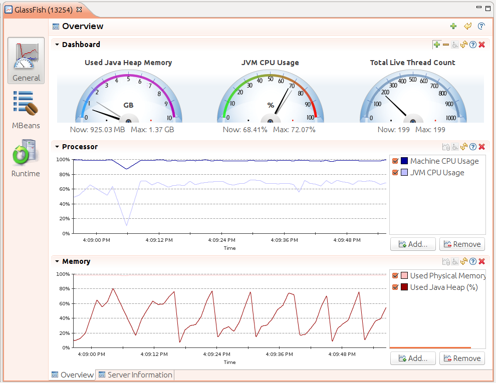 A Java Mission Control window.