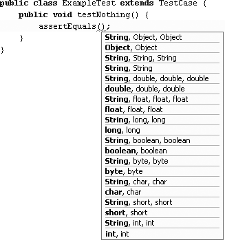 Automatically completing the assertEquals call