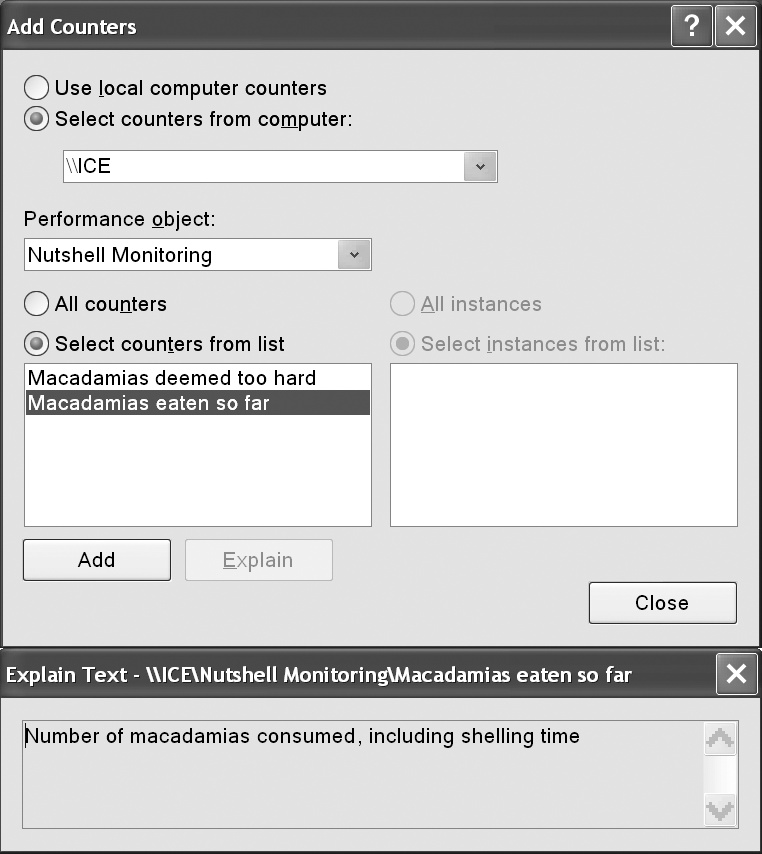 Custom performance counter