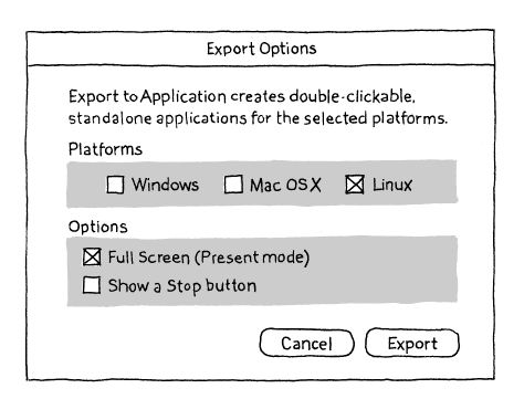 Export to Application menu.