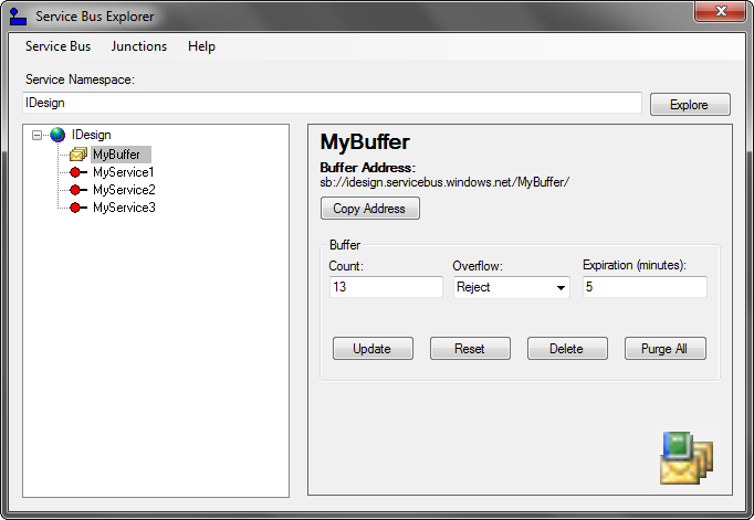 A buffer in the Service Bus Explorer