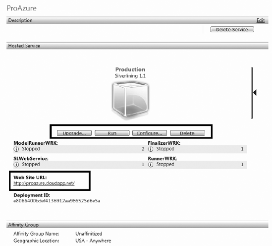 ProAzure management page