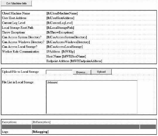 Default.aspx User Interface Design