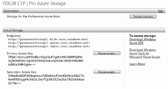 ProAzureStorage Storage Page