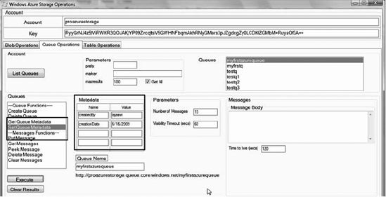 Set Queue Metadata in the Windows Azure Storage Operations application