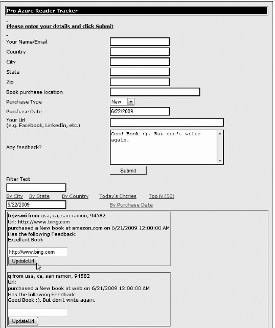 Default.aspx in the ProAzureReaderTracker_WebRole web role for the Merge Entity operation