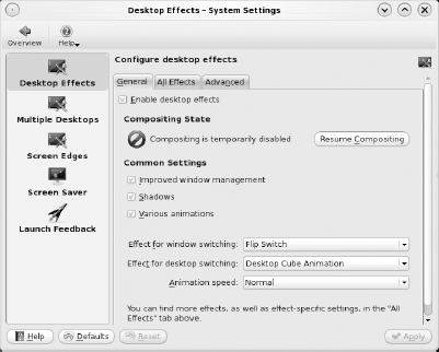 Desktop settings module