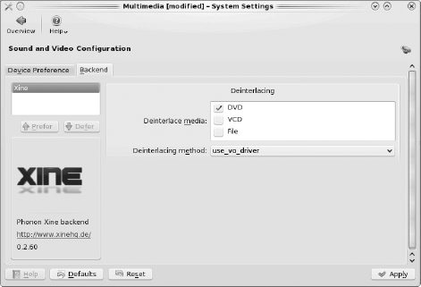 PC-BSD system using the Xine backend for multimedia applications