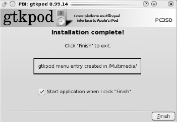 gtkpod installed into the Multimedia Applications category of Kickoff