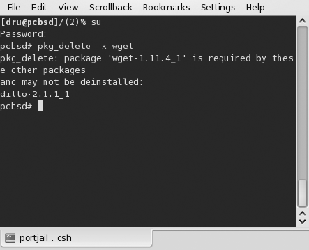 pkg_delete will not let you uninstall software needed by another application