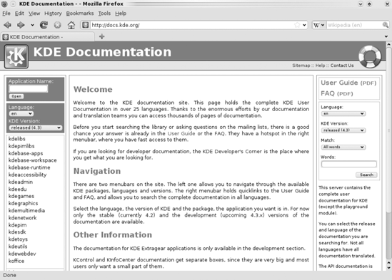 KDE documentation website