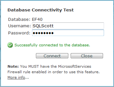 Successful database connectivity test