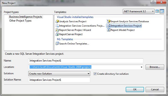 Creating a new SSIS project