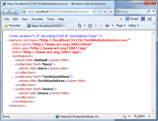 Viewing the WCF Data Service via REST