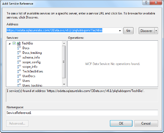 Adding the OData service reference