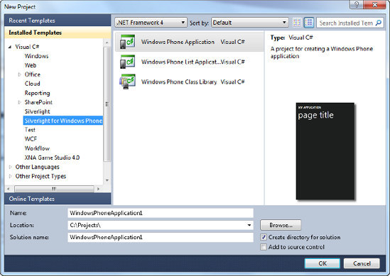 Creating a Windows Phone Project