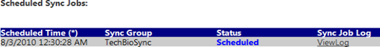 Scheduled Sync Jobs list