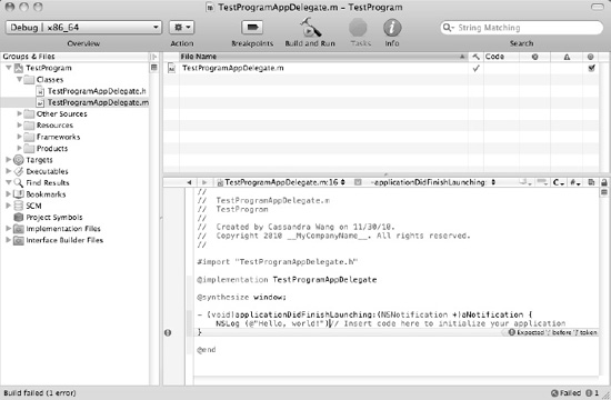 Xcode can alert you to errors or problems in your code.