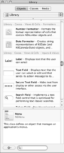 The Object Library window displays different user interface objects you can use.
