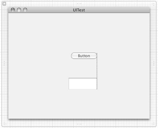 Interface Builder displays guidelines to help you align objects on your user interface.