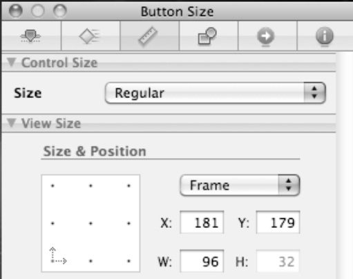 The Size window lets you define the position and size of an object.