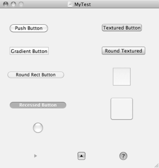 The appearance of different types of buttons