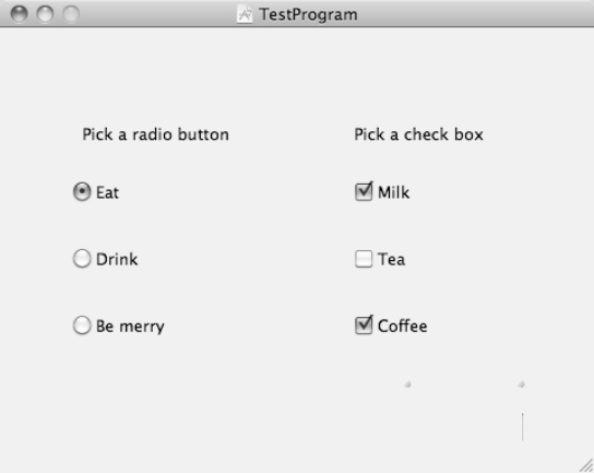 The visual difference between radio buttons and check boxes